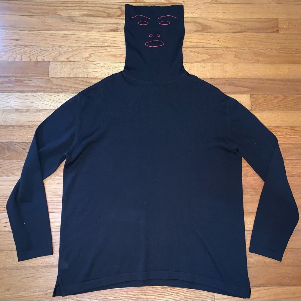 Jean Paul Gaultier Face Sweater Mask Turtleneck Vintage 90s Y2k RARE Large - Picture 2 of 6